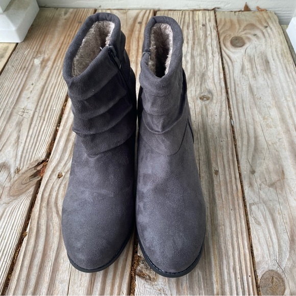 PATRIZIA BY SPRING STEP Fur Lined Faux Suede Grey Zip Up Aloly Bootie - Picture 5 of 9